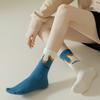 Autumn Combed Cotton Socks, Retro Asymmetrical AB Left and Right Foot Couple Mid-calf Socks, Trendy Socks