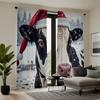 2pcs HD Cow decorative curtain with Santa hat White tie digital printed curtain Home Decoration style Decorate living room be