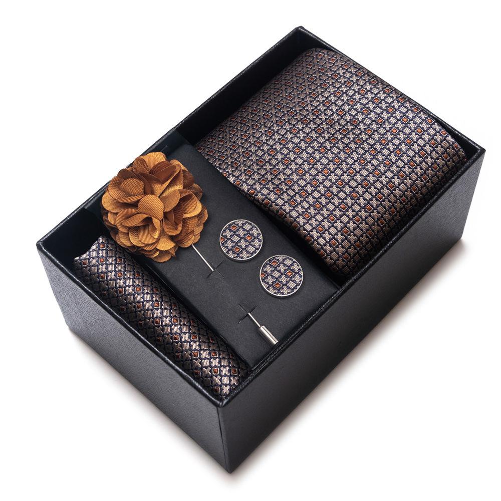 Tie Men'S Suit Accessories Cufflinks Square Scarf Corsage Tie Premium Suit Gift Box Packaging