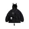 BeatStreet Women Black Gothic Thicken Parkas Jacket Hip Hop Devil Horns Wing Couple Hooded Padded Jacket Streetwear Emo Coat Winter Clothes