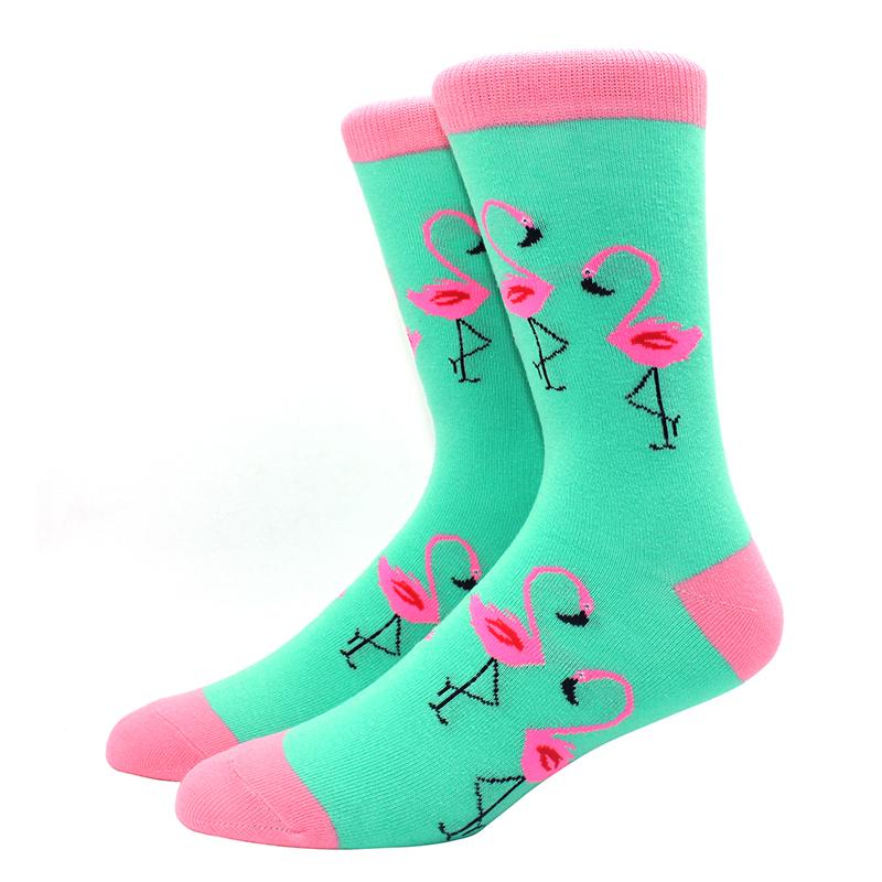 1 Pair of  Fun Men Socks Casual Cartoon Fruit Banana Flamingo Lemon Egg Sloth Pizza Happy Harajuku Skateboard Socks