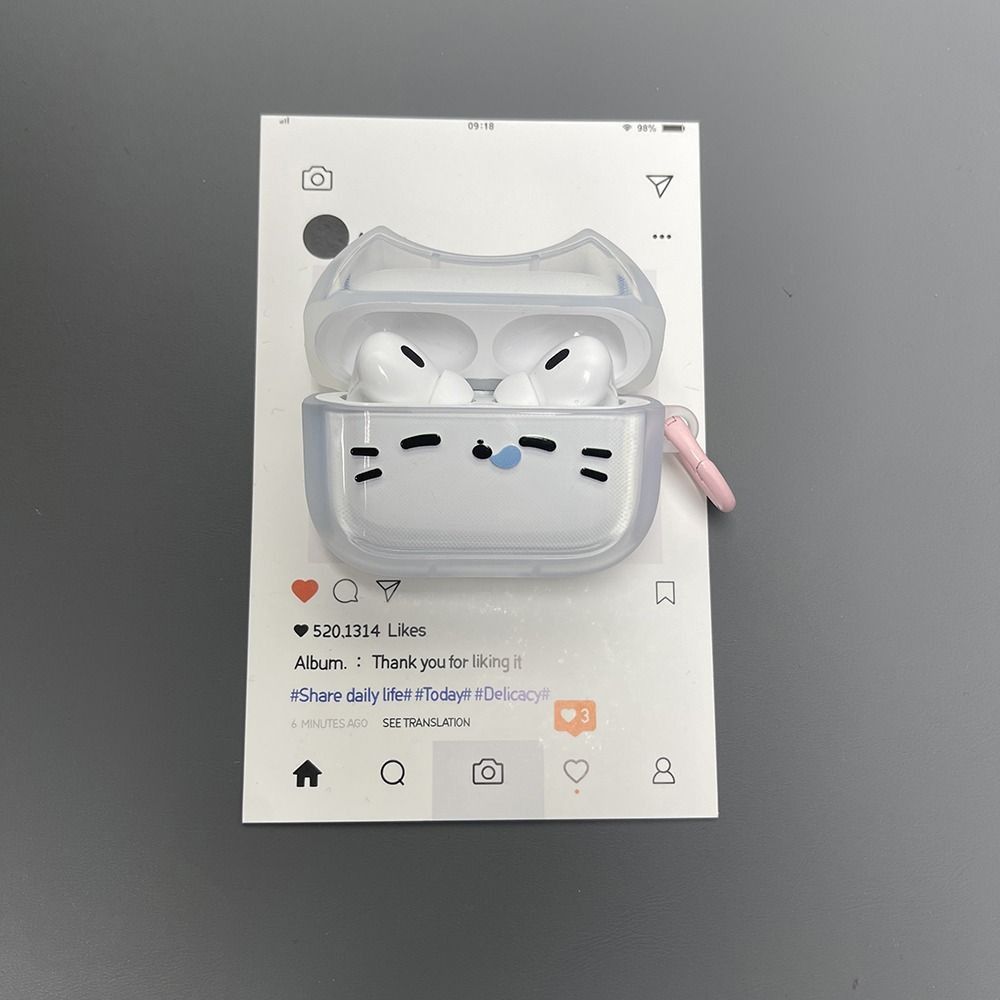 With Keyring Sleepy Cat Earphone Case Headphone Protective Case for Airpods 4 3 2 1/ Pro/Pro2