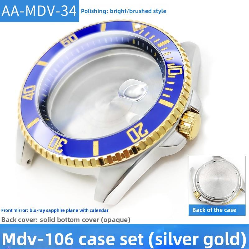 MDV106 Metal Case Film Bezel Bumper Armor For Casio MDV-106 Stainless Steel Crown Caseback Sapphire Glass Men Watch Accessories