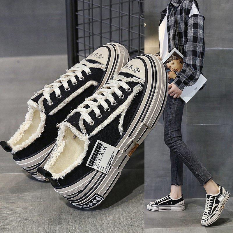 Wu Jianhao joint canvas shoes of the same style, thick-soled low-top beggar shoes, board shoes autumn women's shoes