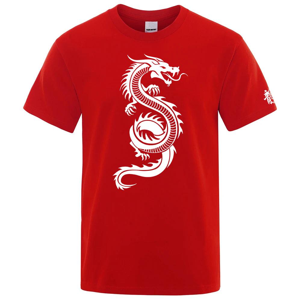 2025 Unisexs Summer Comfortable Tshirt Chinese Dragon Printing Casual Breathable Ordinary Short Sleeve Round Neck Top