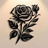 Black White Metal Rose Wall Art Iron Flower Decor for Home Office Cafe Gift