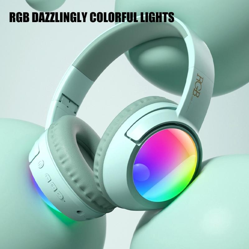 Foldable LED Gaming Headphone with Noise Canceling Bluetooth-compatible 5.4 Long Battery Life Auxiliary TF Card Support