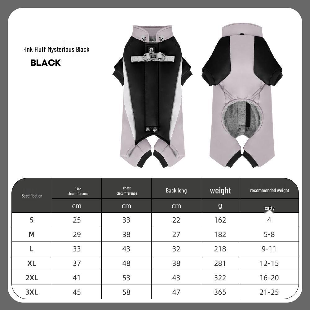 Reflective Four-Legged Cotton Dog Coat for Cold Weather