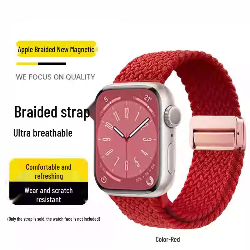 

Compatible Elastic Nylon Braided Magnetic Strap for Apple Watch 4, 5, 6, & iWatch 7, 8, 9 44/45/46/49mm