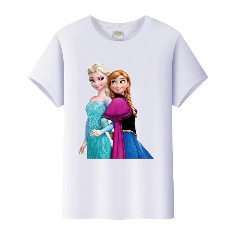 

Disney Frozen Pattern Printed Children s T-shirt Summer Family Top Pure Cotton Round Neck Casual Half Sleeve T-shirt 120