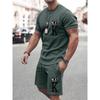 Abito casual da uomo estivo, due pezzi oversize, semplice, casual, streetwear, stampa king, abito da spiaggia, maglietta da uomo, pantaloncini, abbigliamento sportivo
