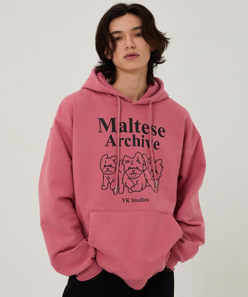 Maltese Archive Line Graphic Hoodie Dust Pink