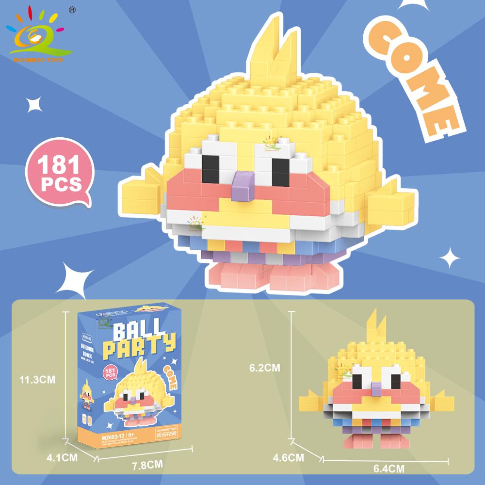 HUIQIBAO Mini Cute Animal Micro Building Blocks 3D Diamond BEE Cat Panda Model Bricks DIY City Construction Toys for Children