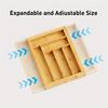 Versatile Bamboo Expandable Drawer Organizer for Cutlery, Adjustable Tray, Wooden Drawer Dividers for Organizing Silverware,