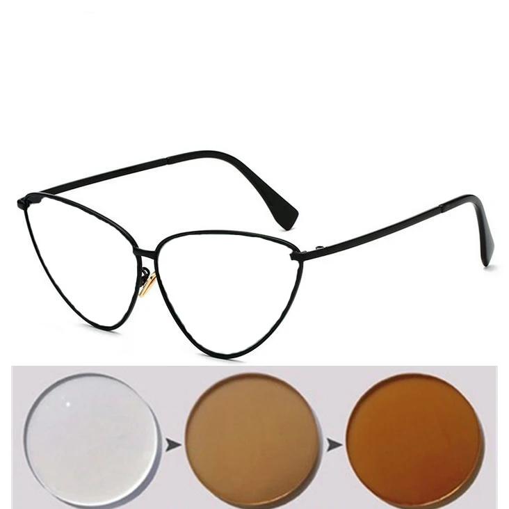 0 -0.5 -0.75 To -4.0 Vintage Myopia Lens Cat Eye Prescription Sunglasses Women Polarized Metal Steampunk Diopter Glasses Female