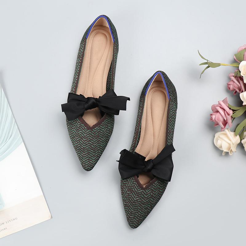 New spring and autumn flying woven single shoes Doudou woven flat wool women's ladyshoes