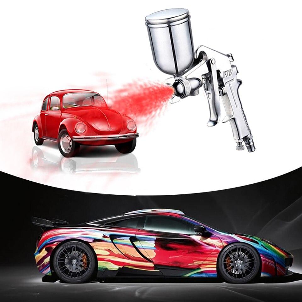1PC F-75 Spray Gun 1.5mm Nozzle with Cup Silver Handle Adjustable Color Spray Gun for Automotive Furniture Parts Painting