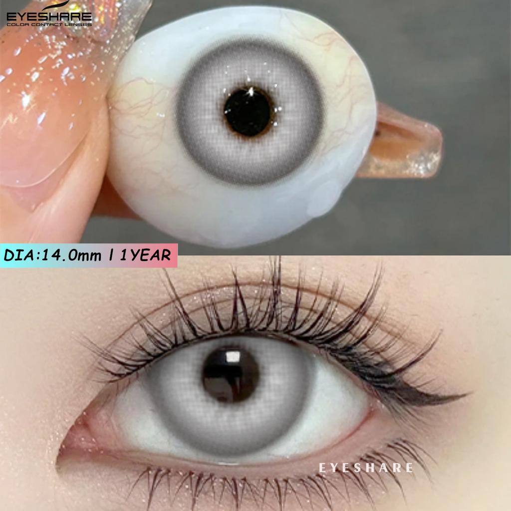 Eyeshare Lentes de contacto de colores nuevos para Halloween, lentes azules con pupila roja y rosa, lentes de belleza para cosplay de anime, lentes de maquillaje de colores, 1 par