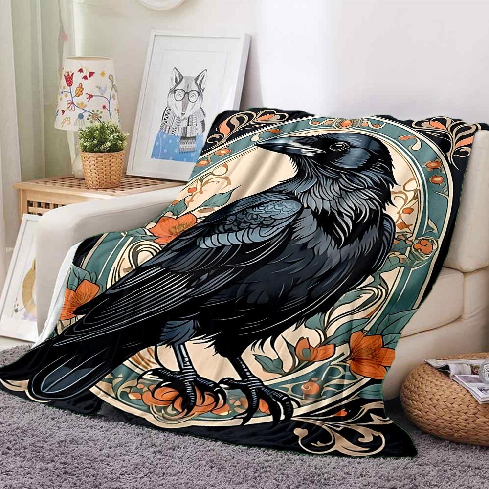 1PC Raven Ornament Blanket, Throw For Sofa, Bed, Travel, Printing Blanket With Soft And Warm Fabric yy250918141