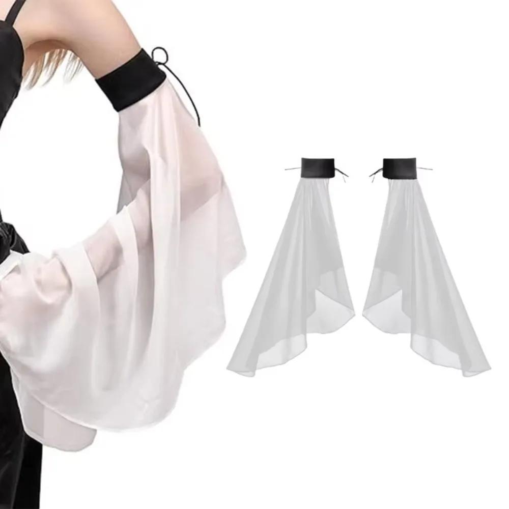 

Simple Long Detachable Sleeves Sunscreen Long Tulle Arm Warmers Gothic Wedding Gloves Wedding Party черный белый