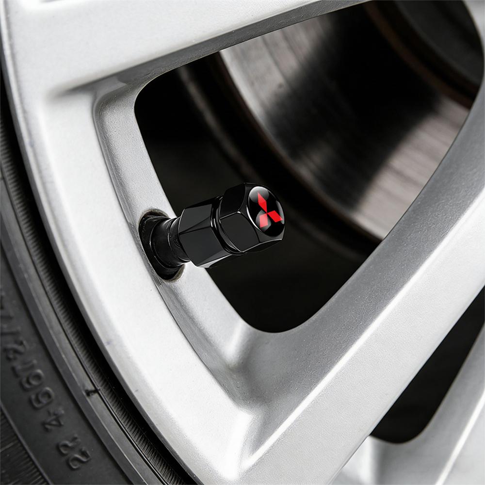 Cxtbky1 New 4Pc Car Wheel Tire Valve Caps Air Stem Covers Accessories For Mitsubishi Outlander RalliArt ASX Pajero Lancer Interior Decor