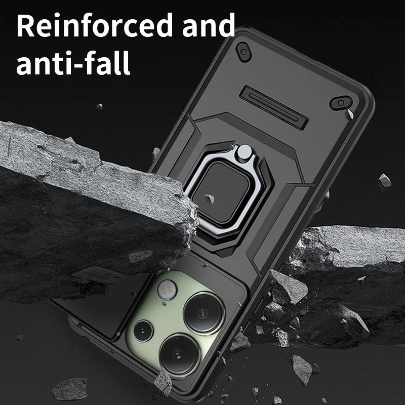 Armor Case For Xiaomi Poco X6 Pro F6 F5 M6 Pro C65 5G 4G Protective Cover Ring Magnetic Holder Coque Fundas Capa