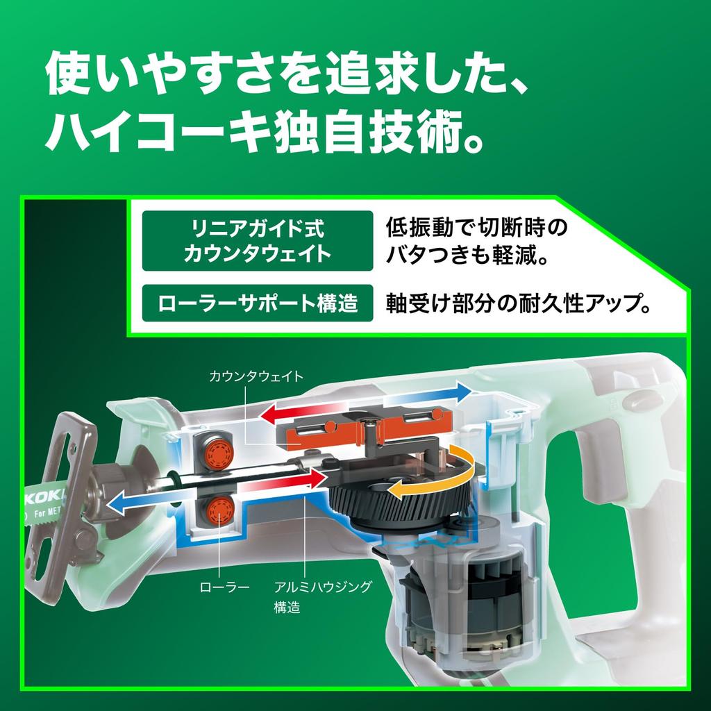 HiKOKI 36V Reciprocating Saw Compact Type Charger and Case Sold Separately (CR36DMA) - - (CR36DMA(NN))
