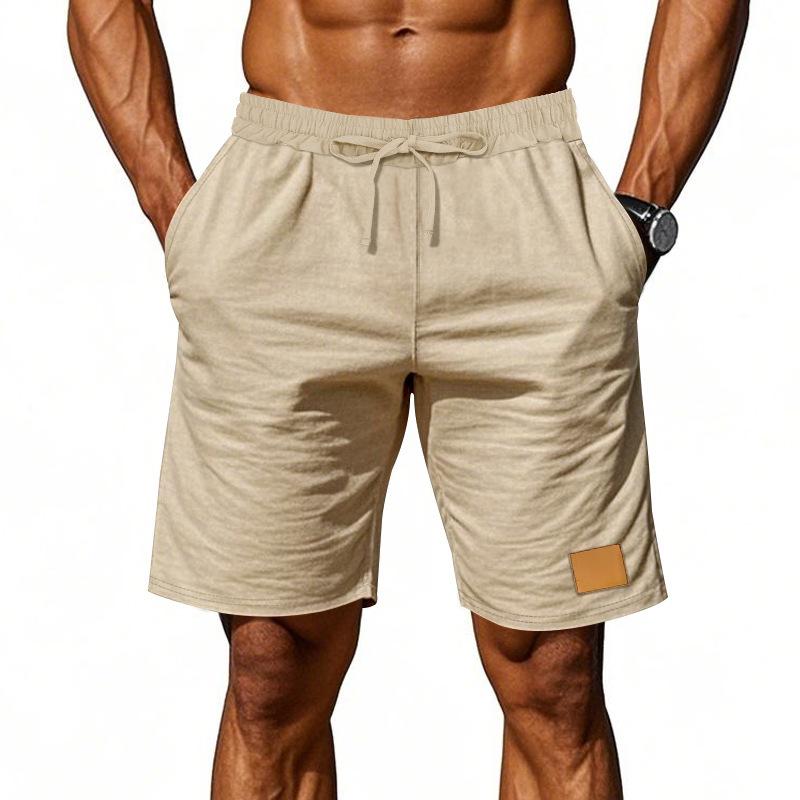 Men's Lightweight Linen Breathable Solid-Color Beach Sports Casual Loose-Fit Shorts