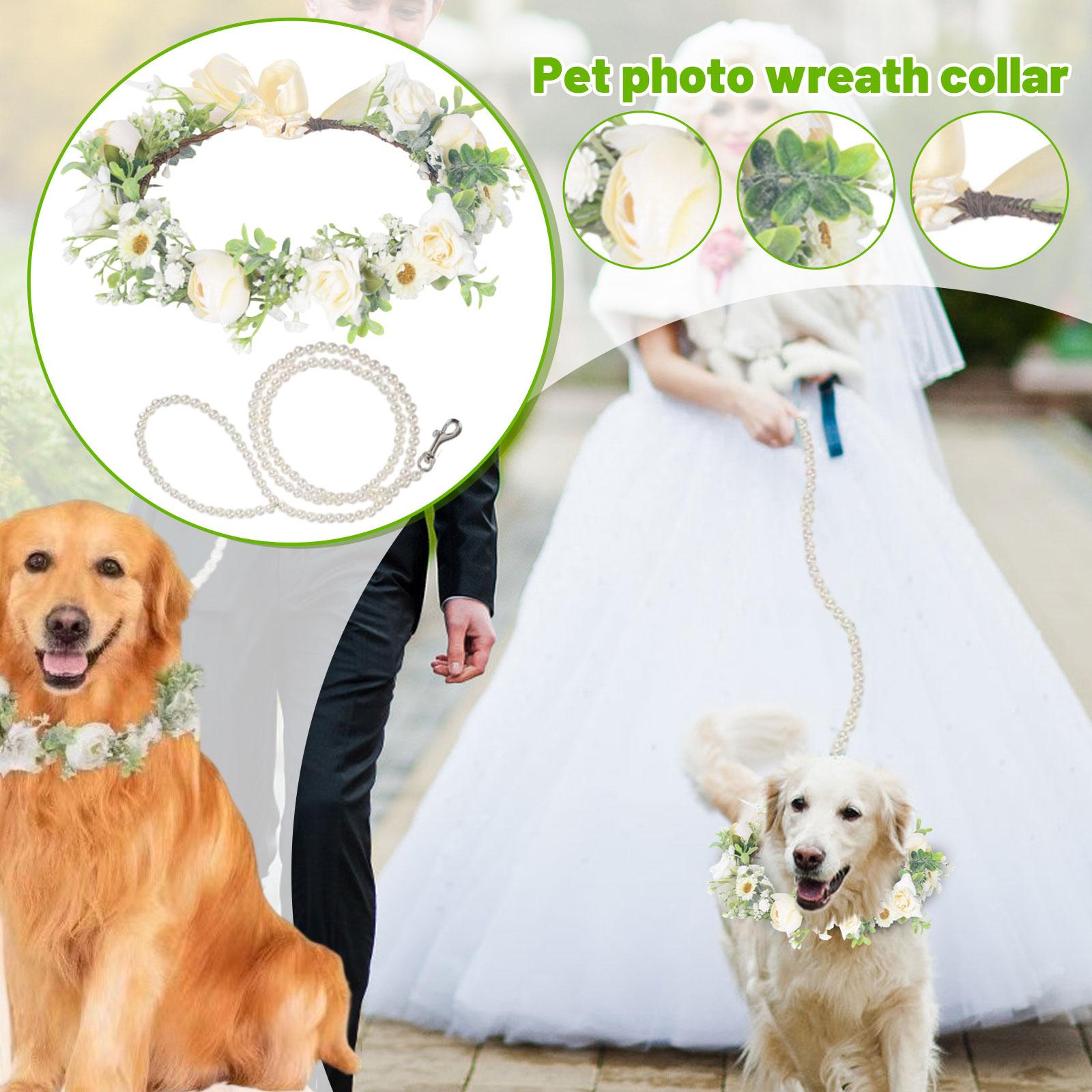 

Богемный венок Имитация Ручной работы Цветочный головной убор Свадебный Венок для фото питомца One Size