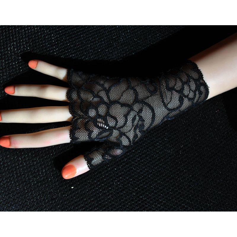 New Elastic Lace Half Finger Gloves Thin Short Finger Leakage Sun Protection Driving Non Slip UV Protection Scar Covering Tattoo