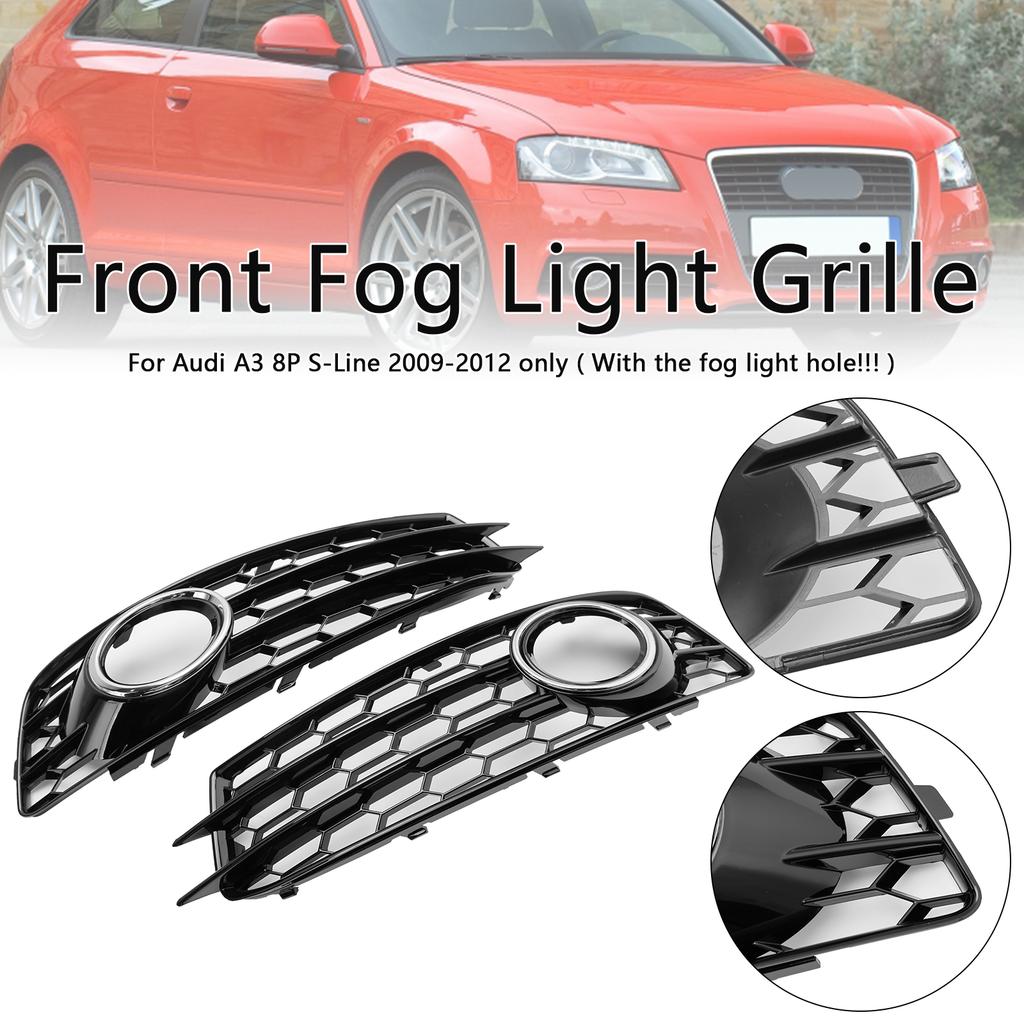 Honeycomb Front Bumper Fog Light Grille Cover Fit A3 8P S-Line 2009-2012