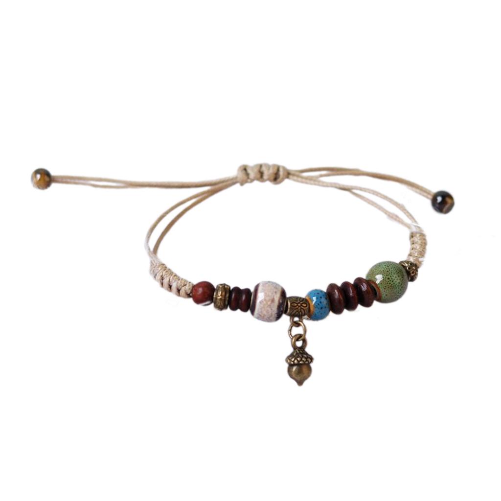Fashionable Bracelet Ethnic Ceramic Beaded Bangles Handcrafted Woven Strings Exquisite and Eye Catching Wrist Decoration