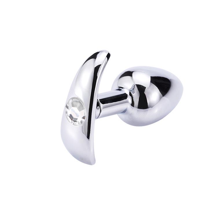 Metal G-Spot Butt Plug with Diamond Accents for Self-Pleasure
