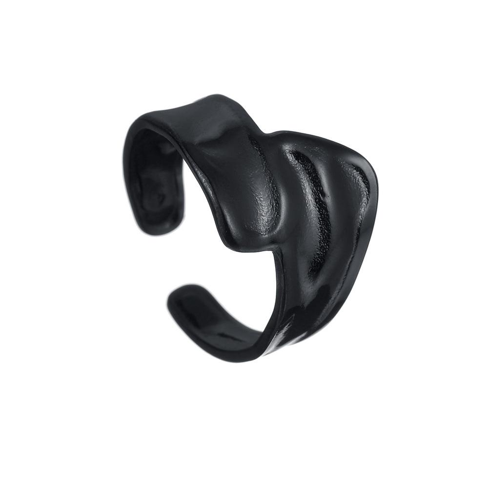 New Popular Jewelry In Europe and America, Water Ripple Titanium Steel Women's Ring with Adjustable Opening