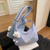 Simple Solid Color Letter Decoration Women Casual Shoulder Bag With Pendant For Daily Use