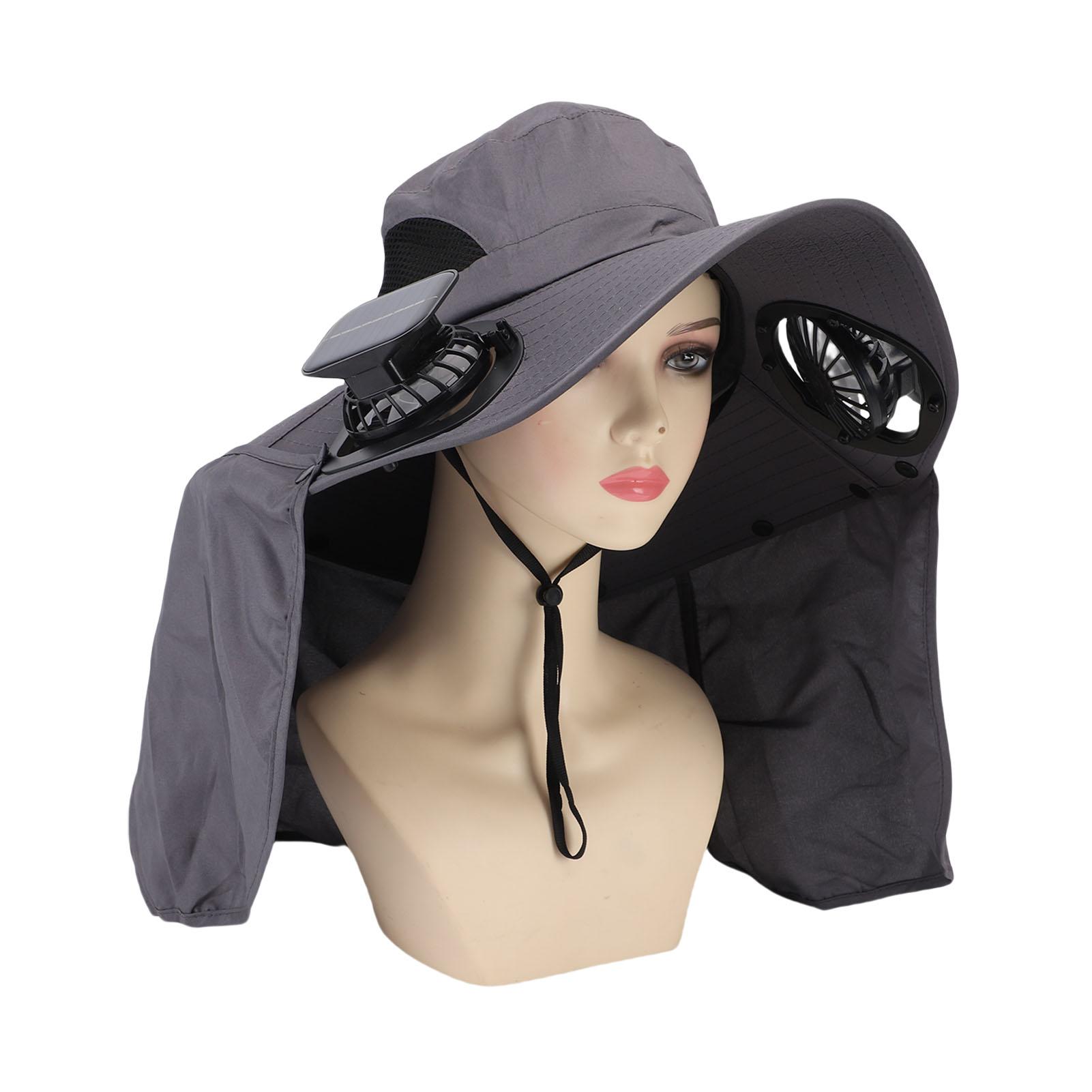 

Солнечная шляпа с вентилятором Многофункциональная дождестойкая с шейным клапаном Регулируемый объем воздуха Рыболовная шляпа с солнечным вентилятором серый