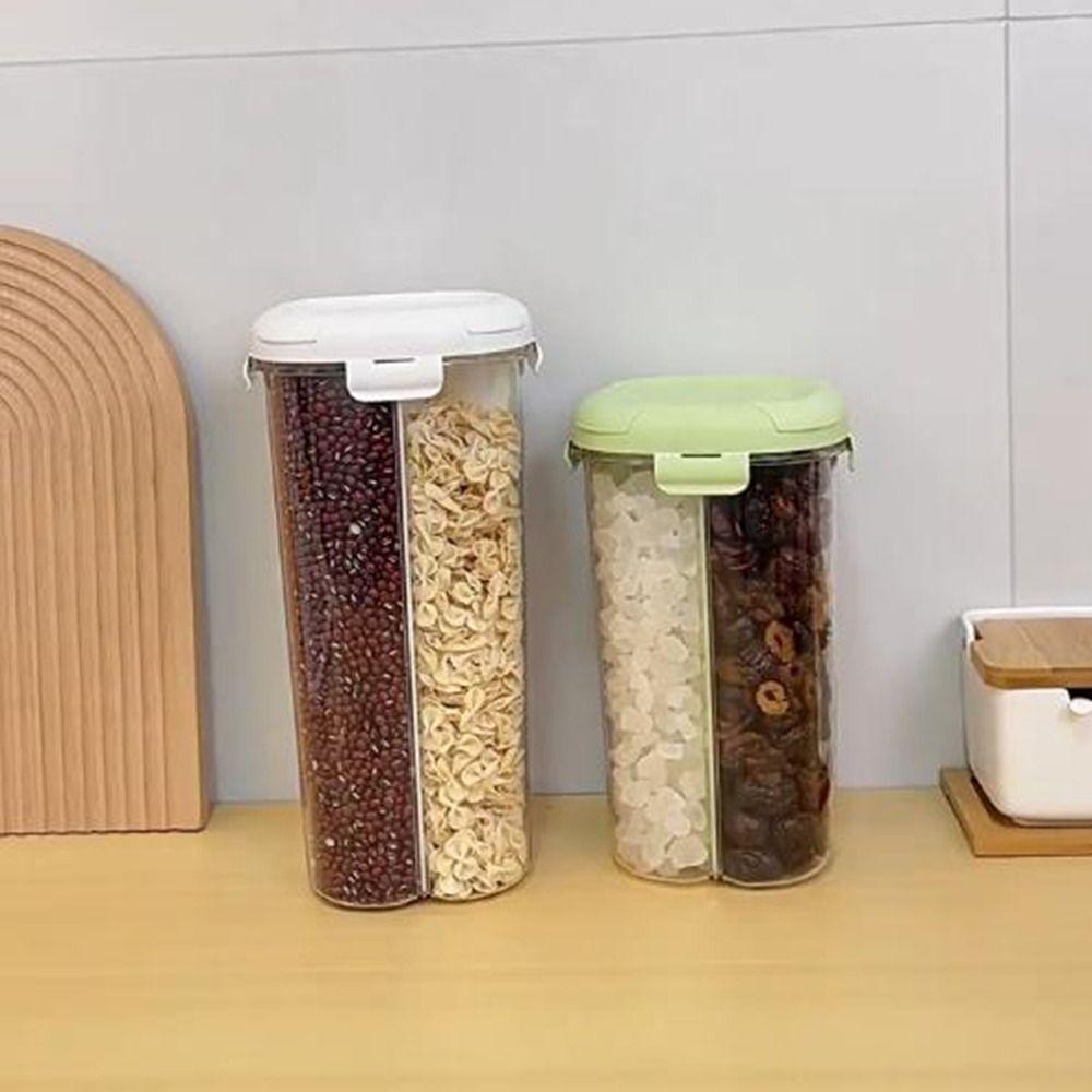 4-Compartment Grain Storage Container Sealed Food Storage Box Cereal Grain Dispenser  Coffee