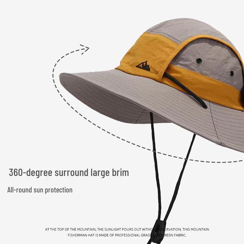 Men's Quick-Dry Color Block Sun Hat, UPF Sun Protection, Waterproof & Breathable; Ideal for Spring/Summer Outdoor Hiking & Sports.