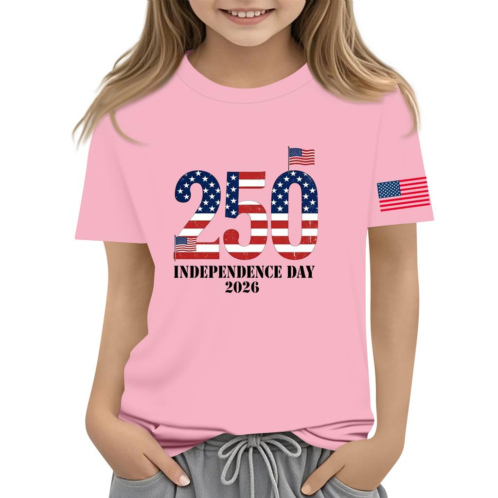 Children's Casual Short-Round Neck Fashionable T-shirt Top