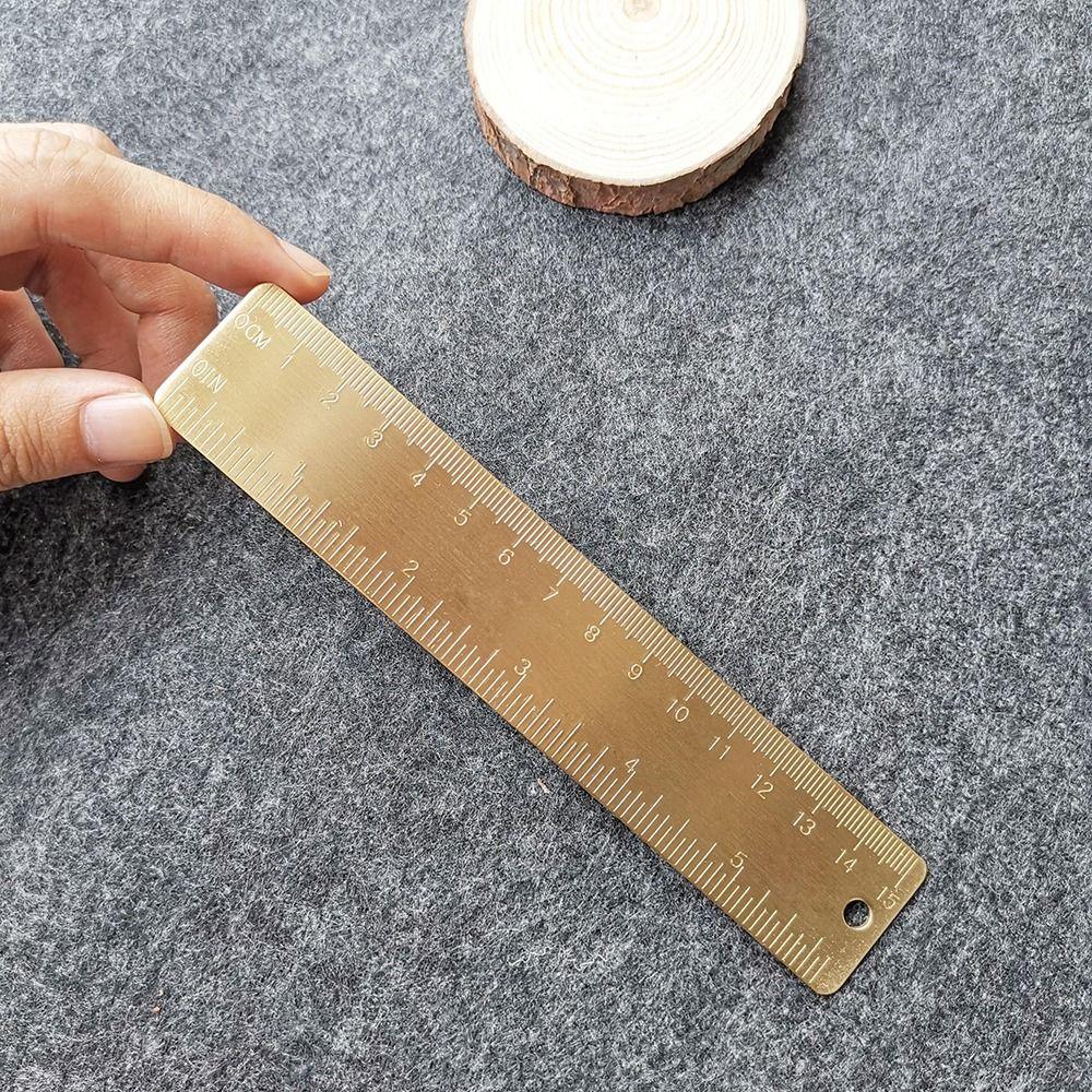 Brass Straight Ruler 12/15cm Bookmark Ruler Portable Scale Ruler  Gift