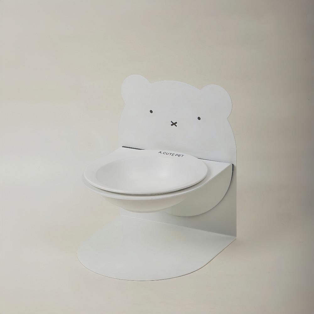 

Adjustable Height Ceramic Cat Bowl Magnetic Stand Cat High Footed Bowl For Cat and Dog White