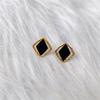 Elegant Black Square Crystal Stud Earrings for Women