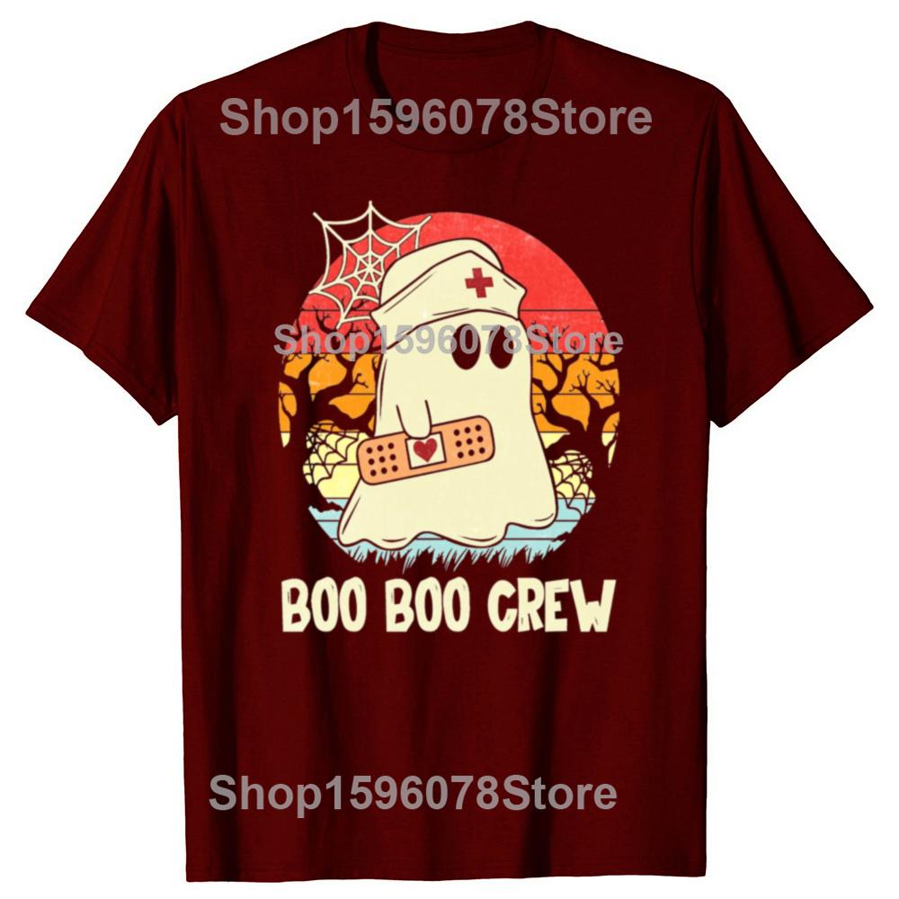 Funny Boo Boo Crew Nurse Halloween T Shirts Men Women Pure Cotton Humor Streetwear Tee Shirt Short Sleeve Unisex Loose Clothing