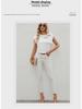 T-shirt da donna in raso con colletto a fiocco e design di nicchia