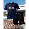 Summer New Men's Casual Fashion Outdoor Sports Men's Clothing, Printed T-shirt Casual Home Leisure 2-piece Set