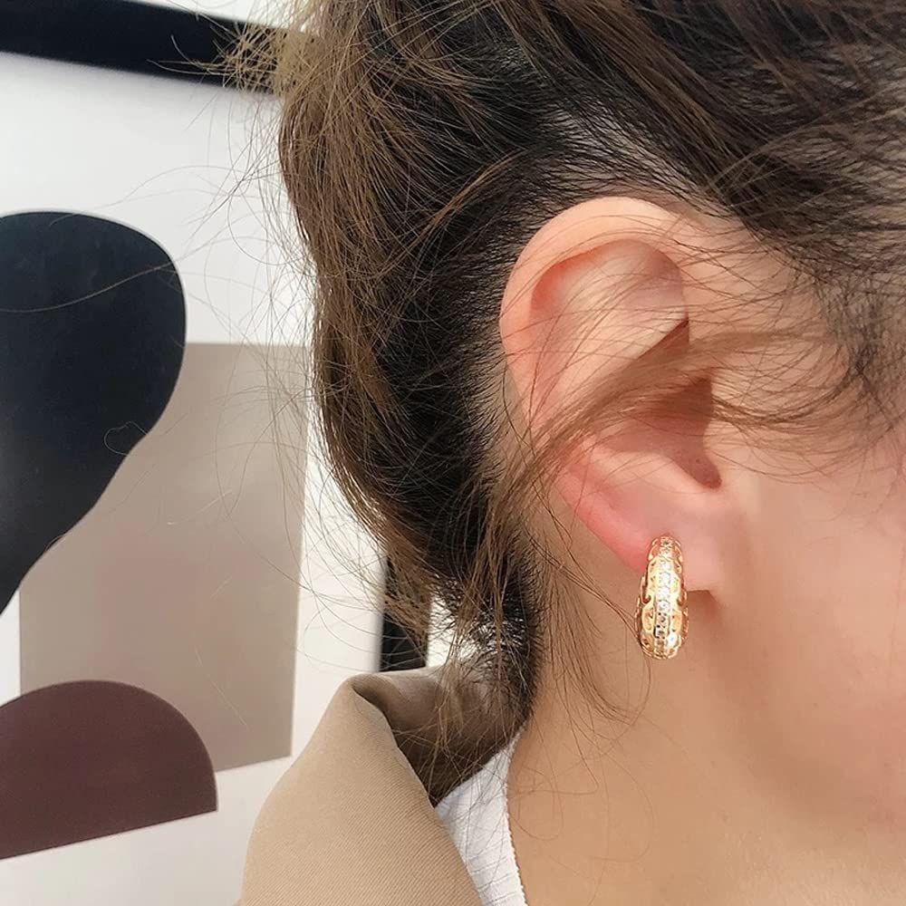 Rose Latest Fancy Stylish Copper Zircon Bali Earrings for Women and Girls