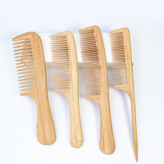 Natural Bamboo Wide Tooth Hair Comb for Women Men Anti-Static Afro Fork Comb Detangler Brush for Curly Wet Dry