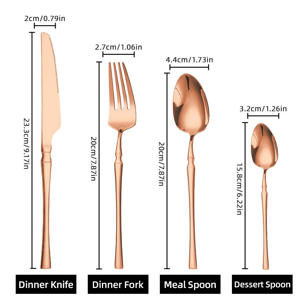 24-Piece Stainless Steel Utensils Set Include Forks Knives Spoons Silverware Set for 4 Mirror