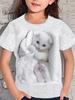 2025 Girl Clothes 3D Print Cute Cat Crew Neck Short Sleeves Graphic T Shirts Summer Streetwear Fashions T-Shirts for Children