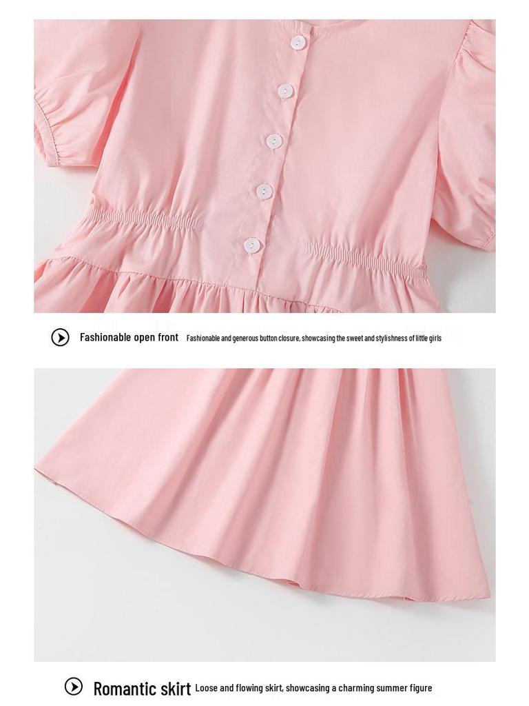 Rochie de Prințesă din Bumbac Dulce Francez Mamă-Fiică - Mânecă Scurtă de Vară Slim-Fit pentru Fete